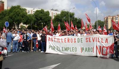 Trabajadores de Astilleros de Sevilla y Huelva se concentran hoy en Puerta Jerez de Sevilla con «sorpresas»