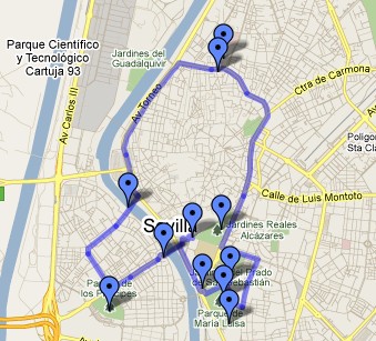 Ruta en bici rodeando el casco antiguo de Sevilla