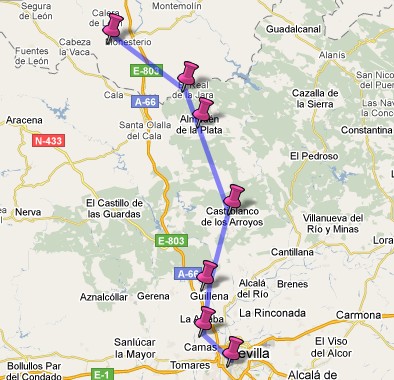 Ruta del Camino de Santiago.I Parte: Sevilla-Extremadura