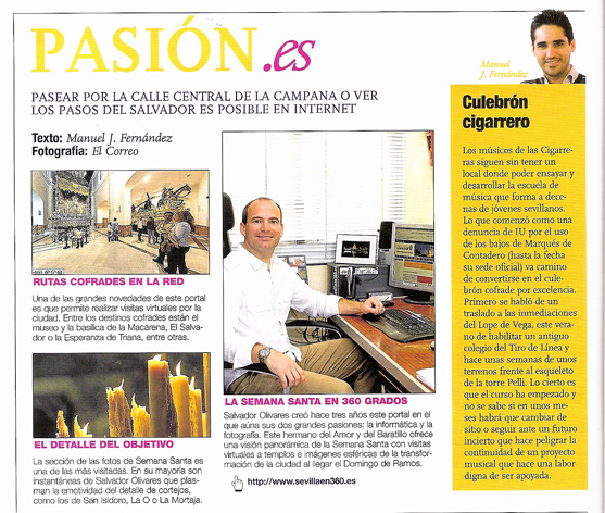 Artículo sobre Sevillaen360 en el Correo de Andalucia.