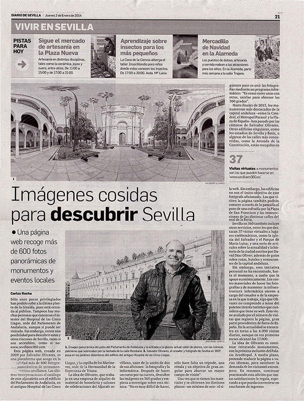 Artículo sobre Sevillaen360.es en el Diario de Sevilla.